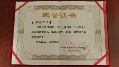 “最佳原创微视频制作奖”荣誉证书” “最佳原创微视频制作奖”荣誉证书”